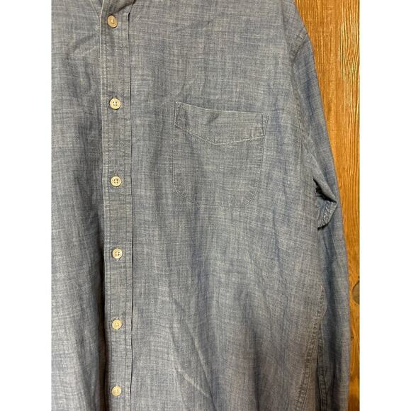 Land’s End Men’s Button Down Tailored Fit Denim Long Sleeve Business Shirt - Picture 3 of 6